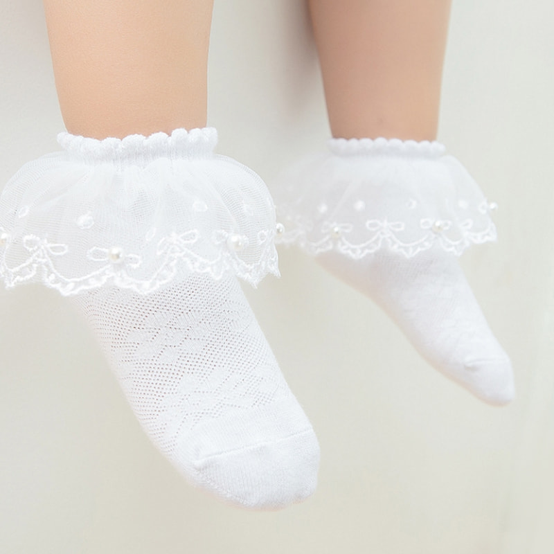 Mesh Pearl Lace Stocks Cotton Girls 'Bow Baby Nipis Stoking Pendek Mesh Pearl Lace Stocks Cotton Girls 'Bow Baby Nipis Stoking Pendek