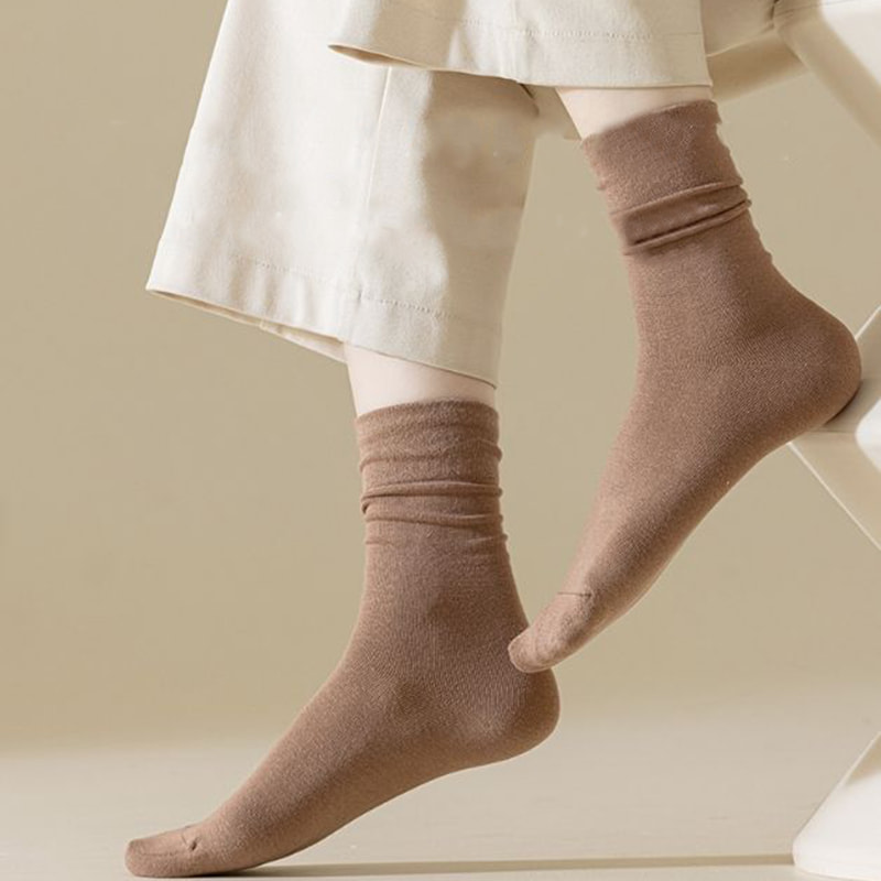 Warna Pepejal Musim Luruh/Musim Sejuk Retro Gaya Tumpahan Stoking