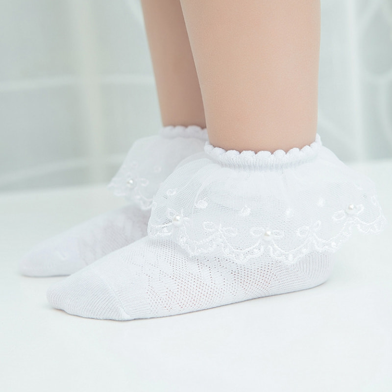 Mesh Pearl Lace Stocks Cotton Girls 'Bow Baby Nipis Stoking Pendek Mesh Pearl Lace Stocks Cotton Girls 'Bow Baby Nipis Stoking Pendek