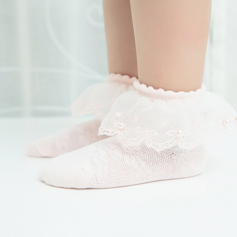 Mesh Pearl Lace Stocks Cotton Girls 'Bow Baby Nipis Stoking Pendek Mesh Pearl Lace Stocks Cotton Girls 'Bow Baby Nipis Stoking Pendek